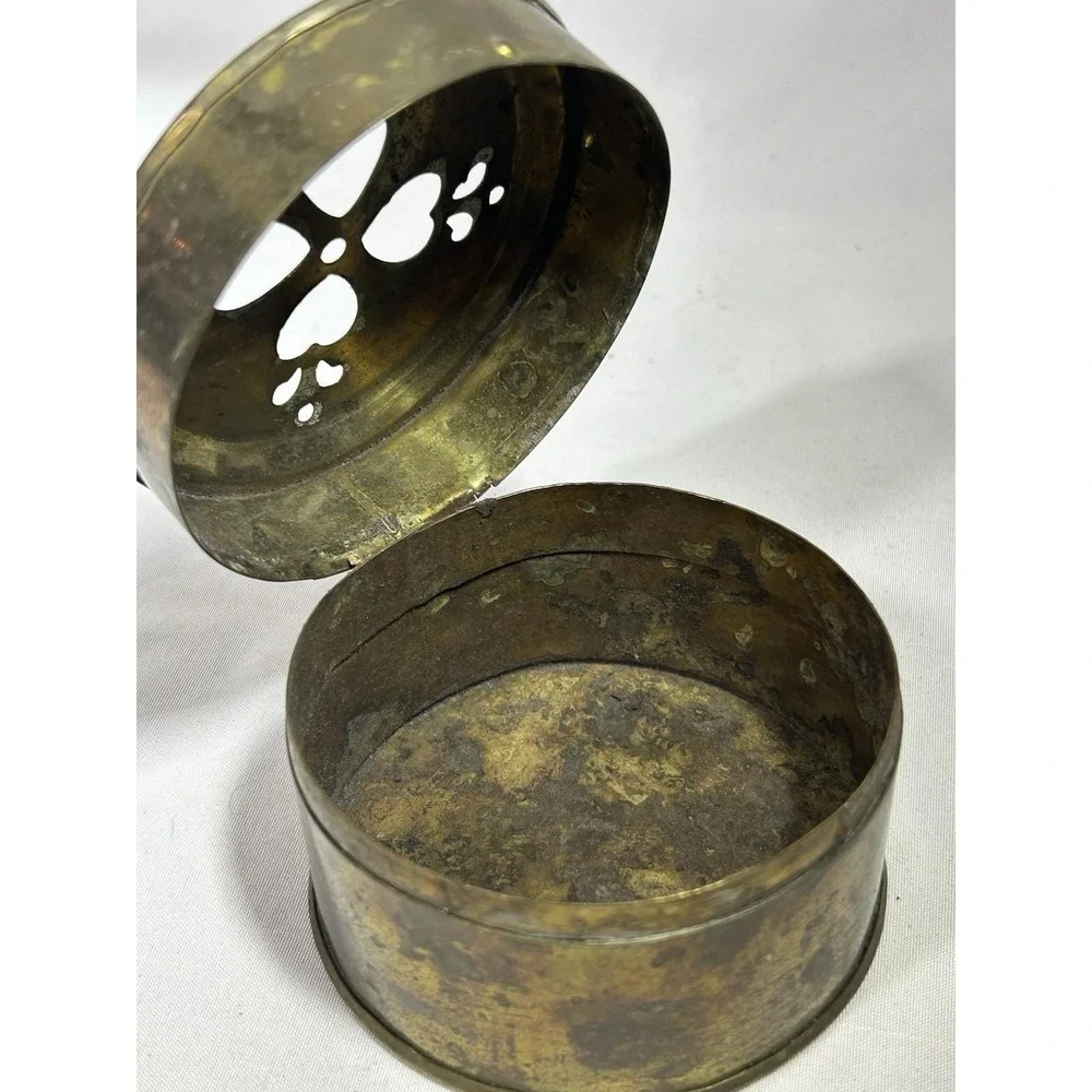 Vintage Brass Trinket Decorative Lidded Pot Incense Storage Box 2